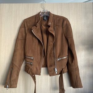 Zara faux suede brown biker jacket